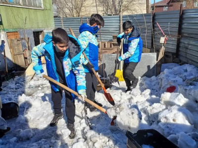 Наурызнама: в Астане волонтеры очистили дворы пенсионеров от снега и мусора