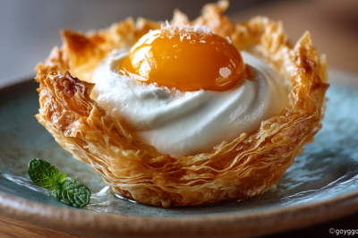 Эта &laquo;яичница&raquo; из теста фило и персиков &mdash; гениальный десерт, который удивит даже на праздничном столе. Готовится проще простого