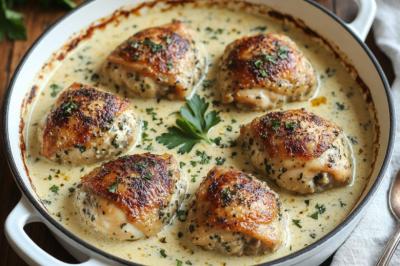 Чкмерули по-ленивому: куриные бедра в сливочно-чесночном соусе томятся в духовке, а я отдыхаю с бокалом игристого. Топовый рецепт